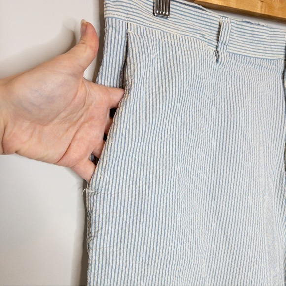 J Crew Club Mens Blue White Stripe Seersucker Shorts Size 34 Nautical Preppy - Picture 4 of 14